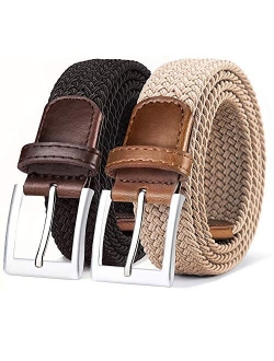 Belt for Men 2Units,Woven Stretch Braided Belt Gift-boxed Golf Casual Pants Jeans Belts,Width 1 3/8"