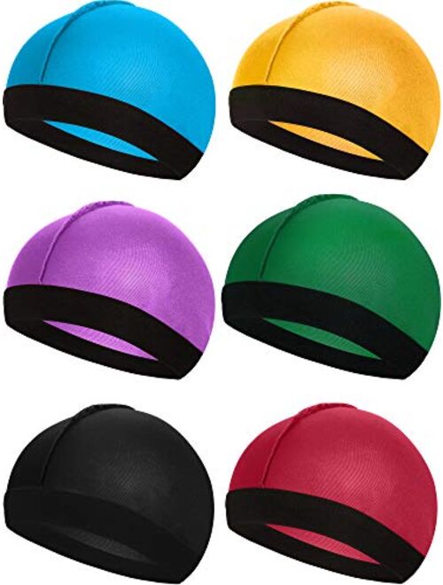 Syhood 6 Pieces Elastic Band Silky Wave Caps for Men Soft Breathable Material for 360 540 and 720 Waves