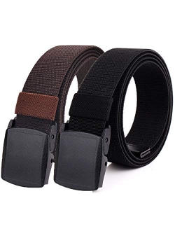 Hoanan 2-Pack Elastic Stretch Belt, Mens All Size No Metal Nylon Tactical Hiking Belt