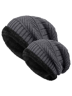 2PCS Parent-Child Hat Winter Warm Knit Family Beanie Hats Father & Son Baby Beanie for Men Gifts