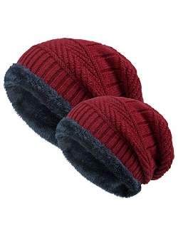 2PCS Parent-Child Hat Winter Warm Knit Family Beanie Hats Father & Son Baby Beanie for Men Gifts