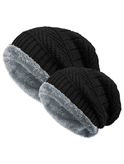 2PCS Parent-Child Hat Winter Warm Knit Family Beanie Hats Father & Son Baby Beanie for Men Gifts