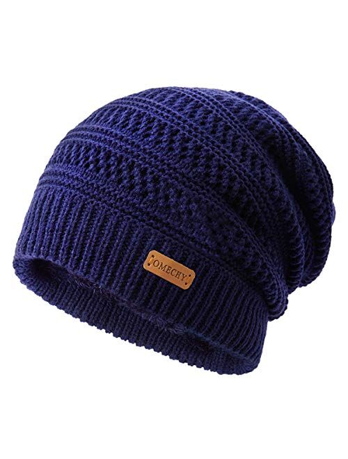 OMECHY Mens Winter Knit Warm Hat Stretch Plain Beanie Cuff Toboggan Cap