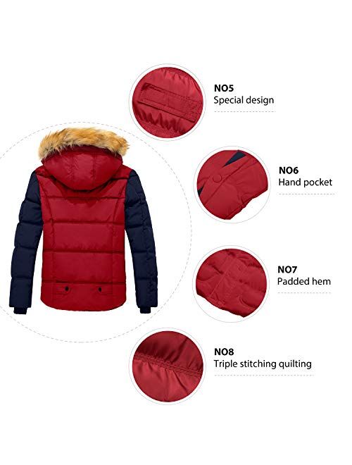 Wantdo Men's Winter Puffer Jacket Thicken Winter Coat Warm Padded Jacket with Hood