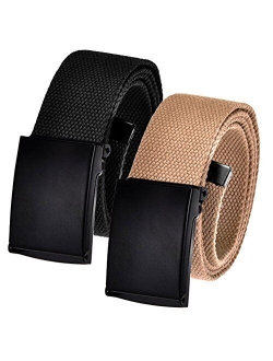 Men's Cut to Fit Golf Belt Casual Outdoor Canvas with Black Military Flip Top Buckle