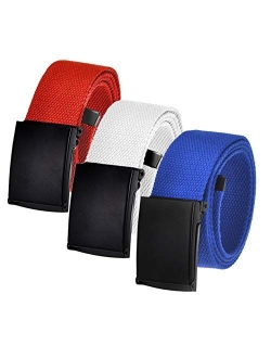 Men's Cut to Fit Golf Belt Casual Outdoor Canvas with Black Military Flip Top Buckle