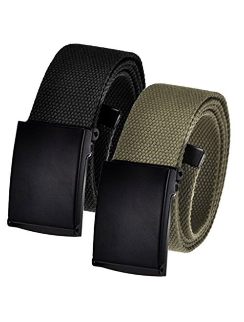 Men's Cut to Fit Golf Belt Casual Outdoor Canvas with Black Military Flip Top Buckle