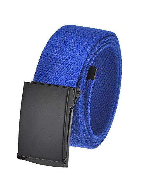 Men's Cut to Fit Golf Belt Casual Outdoor Canvas with Black Military Flip Top Buckle