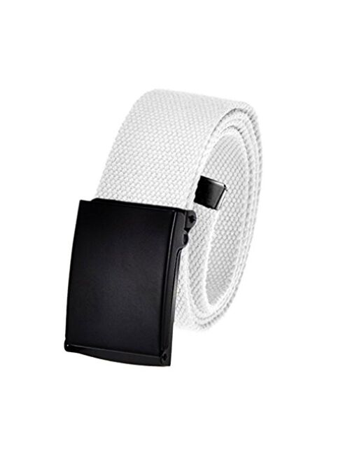 Men's Cut to Fit Golf Belt Casual Outdoor Canvas with Black Military Flip Top Buckle