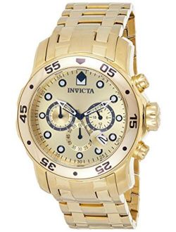 Men's Pro Diver Scuba 48mm Gold Tone Stainless Steel Chronograph Quartz Watch, Gold (Model: 0074)