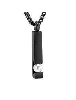 XSMZB Crystal Cremation Urn Jewelry Cube Memorial Ashes Necklace Pendant Keepsake- Black Birthstone Series