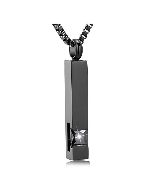 XSMZB Crystal Cremation Urn Jewelry Cube Memorial Ashes Necklace Pendant Keepsake- Black Birthstone Series