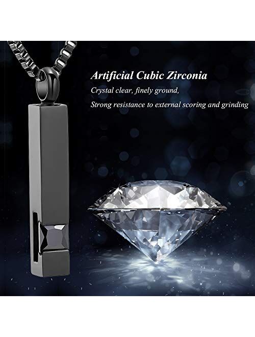 XSMZB Crystal Cremation Urn Jewelry Cube Memorial Ashes Necklace Pendant Keepsake- Black Birthstone Series