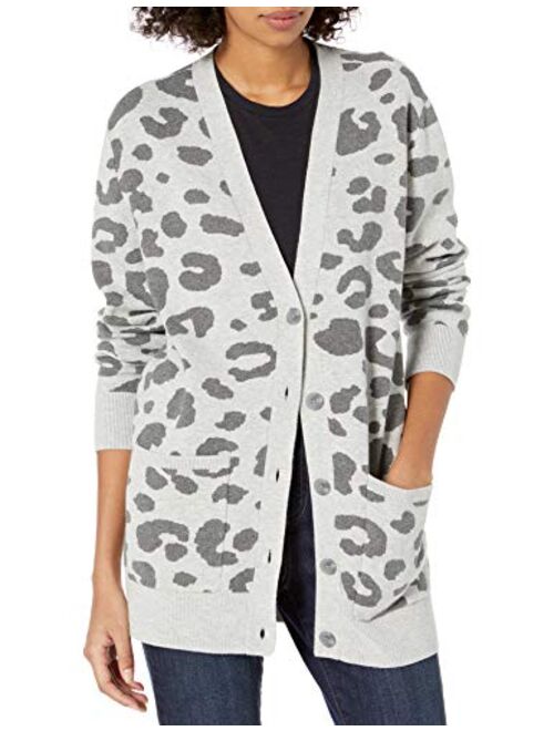 Amazon Brand - Daily Ritual Women's Ultra-Soft Leopard Jacquard Cardigan Sweater