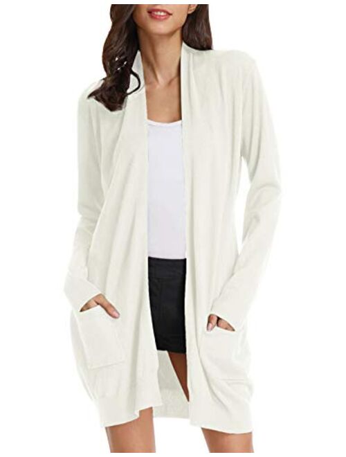 GRACE KARIN Women's Casual Open Front Cardigan Long Knitted Sweaters with Pockets