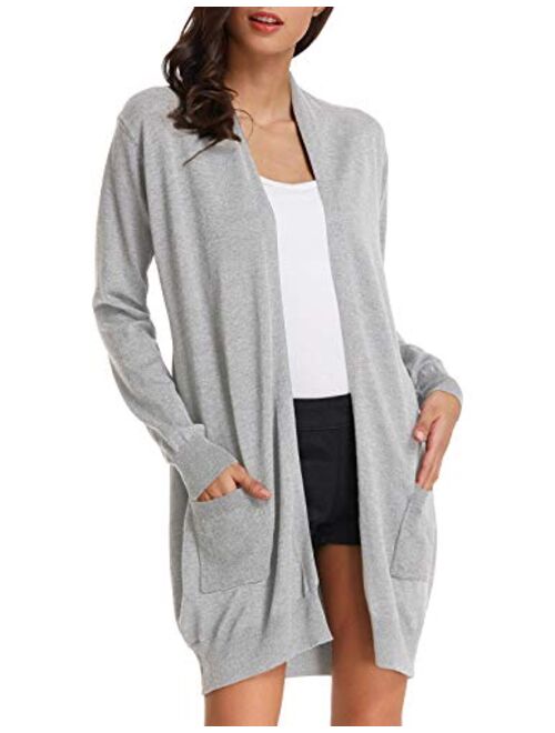 GRACE KARIN Women's Casual Open Front Cardigan Long Knitted Sweaters with Pockets