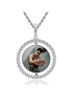 Picture Necklace Personalized Photo Pendant for Men customized Necklaces for Women Memory Medallion Pendant with Tennis Chain or Rope Chain Keychain Bag Ornaments Dog Tag