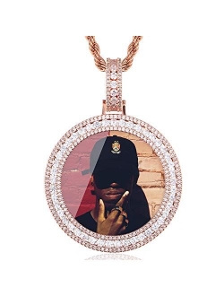 Picture Necklace Personalized Photo Pendant for Men customized Necklaces for Women Memory Medallion Pendant with Tennis Chain or Rope Chain Keychain Bag Ornaments Dog Tag