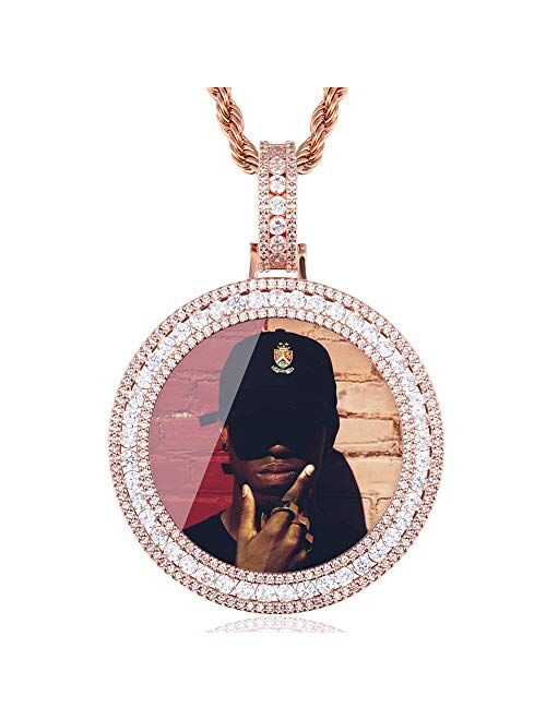 Picture Necklace Personalized Photo Pendant for Men customized Necklaces for Women Memory Medallion Pendant with Tennis Chain or Rope Chain Keychain Bag Ornaments Dog Tag