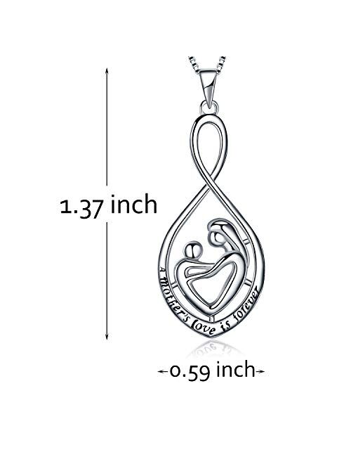 MUATOGIML Mother's Birthday Gifts 925 Sterling Silver Love You Mom Heart Infinity Pendant Necklace for Women Nana