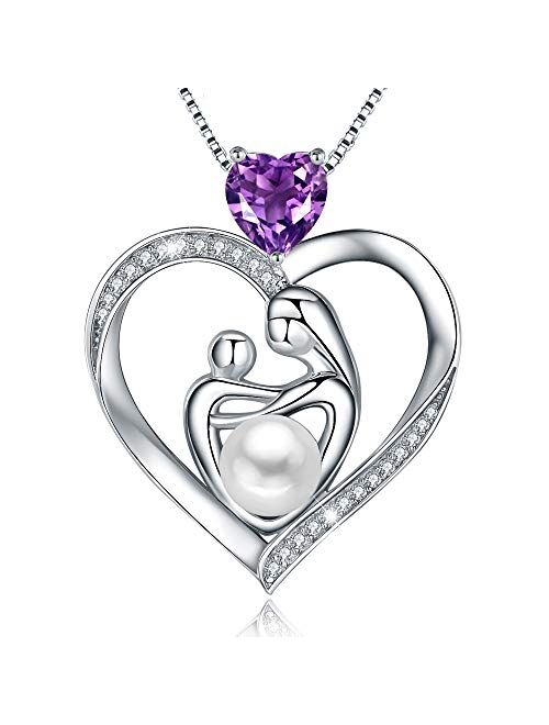 MUATOGIML Mother's Birthday Gifts 925 Sterling Silver Love You Mom Heart Infinity Pendant Necklace for Women Nana