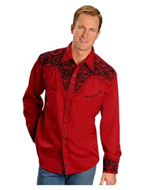 Scully Mens Floral Tooled Shirt