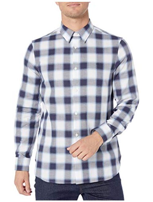 Calvin Klein Men's Long Sleeve Button Down Plaid Shirt