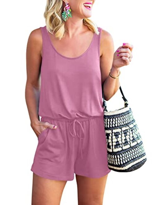 ANRABESS Womens Summer Scoop Neck Sleeveless Casual Tank Top Short Jumpsuit Rompers with Pockets