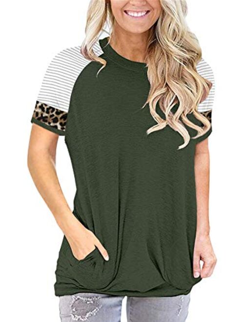 onlypuff Casual Loose Fit Pocket Shirt for Women Cute Mama Bear & Printed Tunic Tops Round Neck