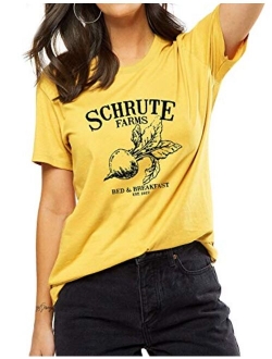 OUNAR Women Schrute Farms Shirt Cute The Office Graphic T-Shirt Sweatshirt with Pocket