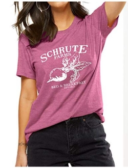 OUNAR Women Schrute Farms Shirt Cute The Office Graphic T-Shirt Sweatshirt with Pocket