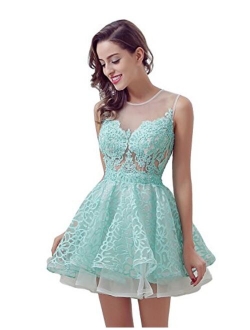 Belle House Women's Short Homecoming Dresses Halter Neck Appliques Beaded Prom Party Gowns