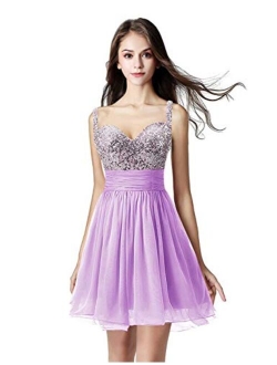 Belle House Women's Short Homecoming Dresses Halter Neck Appliques Beaded Prom Party Gowns