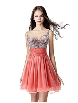 Belle House Women's Short Homecoming Dresses Halter Neck Appliques Beaded Prom Party Gowns