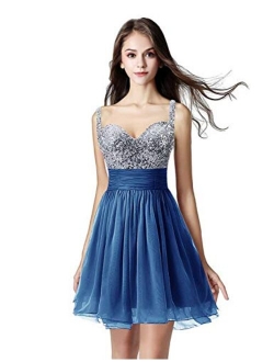 Belle House Women's Short Homecoming Dresses Halter Neck Appliques Beaded Prom Party Gowns