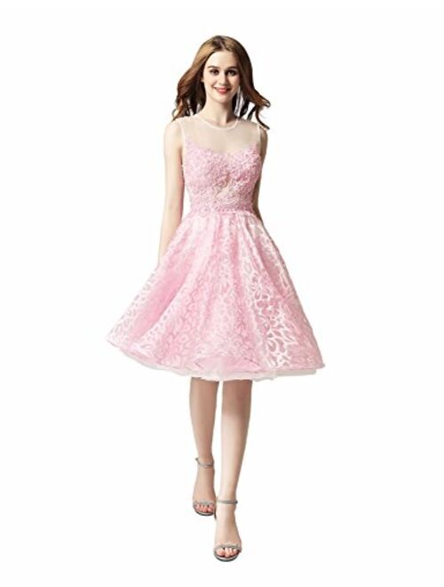 Belle House Women's Short Homecoming Dresses Halter Neck Appliques Beaded Prom Party Gowns