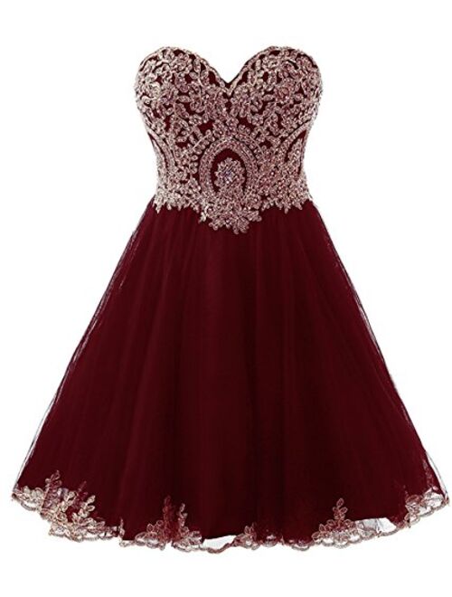 Belle House Women's Short Homecoming Dresses Halter Neck Appliques Beaded Prom Party Gowns