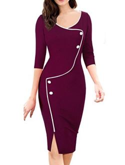 HOMEYEE Women's Retro 3/4 Sleeve Formal Evening Cocktail Pencil Dress B329