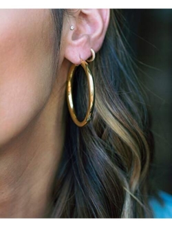 Doubnine Tube Hoop Earrings Gold Lightweight Large Earrings Women Fashion Jewelry Earrings