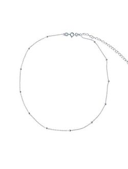 Amkaka Minimalist Sterling Silver Choker Necklace Thin Bead Ball Necklace