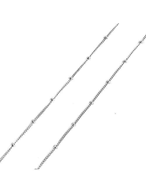 Amkaka Minimalist Sterling Silver Choker Necklace Thin Bead Ball Necklace