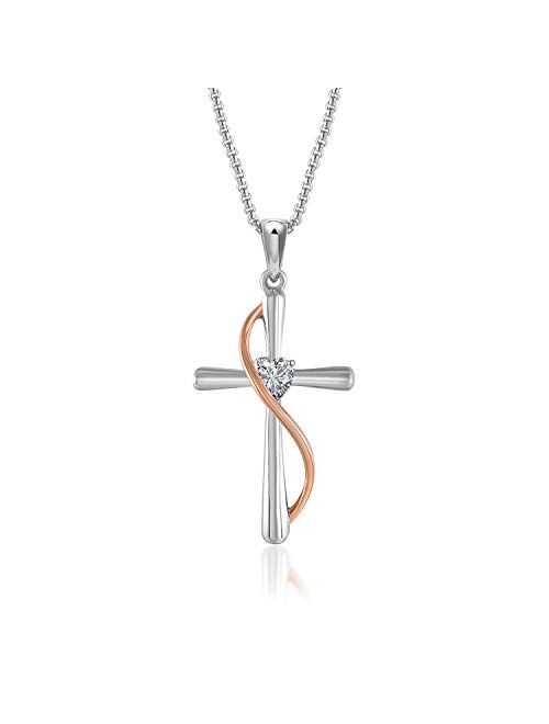 Angelady God in My Heart Faith Hope Love Cross Pendant Necklace Jewelry Valentine Birthday Gifts for Women, Christmas Jewelry Gifts