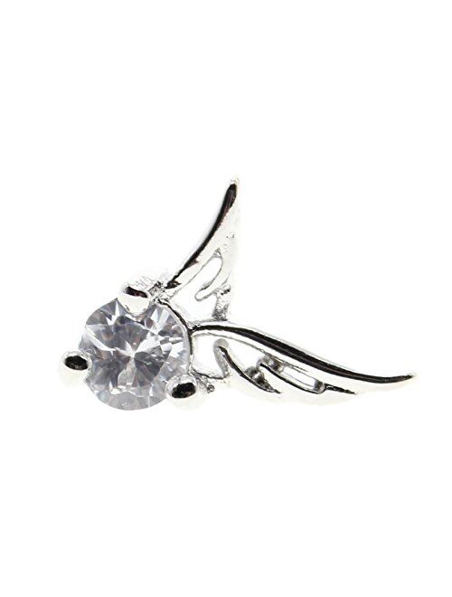 MANDI HOME Shining Angel Wings Shape Crystal Silver Earring Pierced Ear Studs