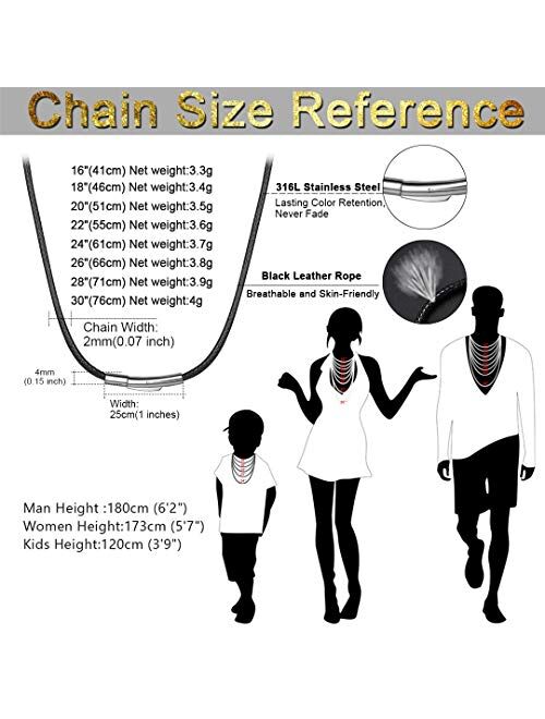 ChainsHouse Waterproof Braided Leather Cord Chain Necklace, Men Women DIY Woven Wax Rope Chain for Pendant, Customize Available, 2/3mm Width, 1618" 20" 22" 24" 26" 28" 30