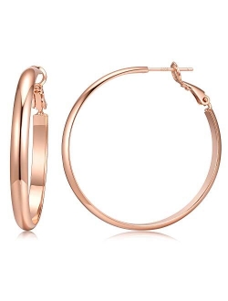 Hoop Earrings 18K Gold Plated 925 Sterling Silver Post 5MM Thick Tube Hoops for Women And Girls