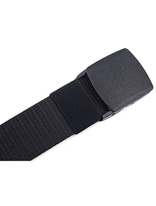 Coobbar 3-Pack Nylon Canvas Belt Plastic Buckle Belt Travel Adjustable Nylon Web Slide Belt