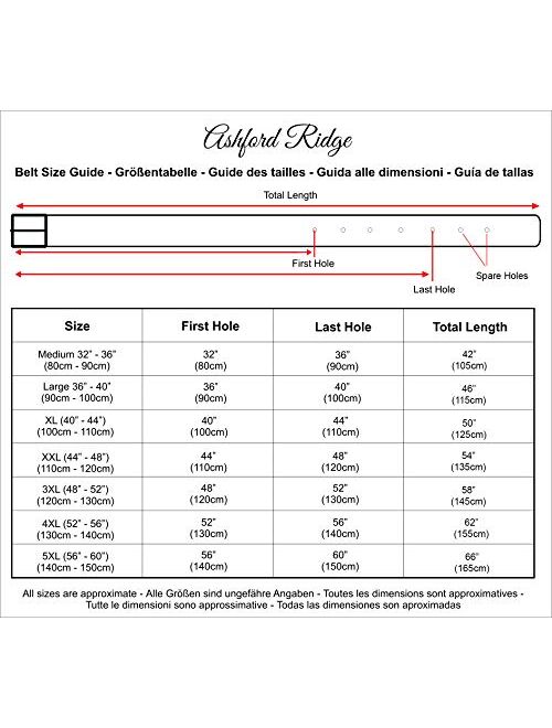 Ashford Ridge Mens 38mm Full Hide Real Leather Belt for Jeans