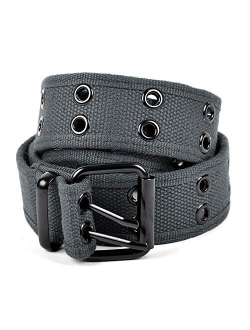 Casual Unisex Canvas Belt Double Hole Belt - Double Grommets Belt for Men and Women