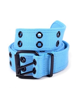 Casual Unisex Canvas Belt Double Hole Belt - Double Grommets Belt for Men and Women