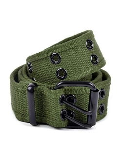 Casual Unisex Canvas Belt Double Hole Belt - Double Grommets Belt for Men and Women